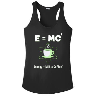 E=mc2 Funny Science Coffee Energy Milk Ladies PosiCharge Competitor Racerback Tank