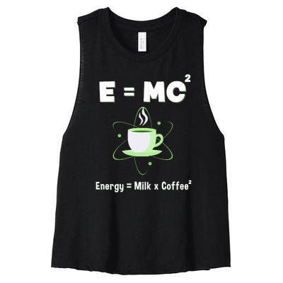 E=mc2 Funny Science Coffee Energy Milk Women's Racerback Cropped Tank