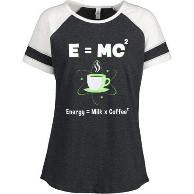 E=mc2 Funny Science Coffee Energy Milk Enza Ladies Jersey Colorblock Tee