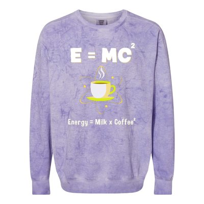 E=mc2 Funny Science Coffee Energy Milk Colorblast Crewneck Sweatshirt