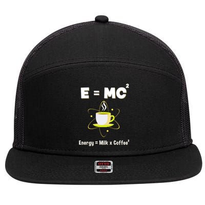 E=mc2 Funny Science Coffee Energy Milk 7 Panel Mesh Trucker Snapback Hat