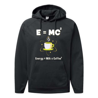 E=mc2 Funny Science Coffee Energy Milk Performance Fleece Hoodie