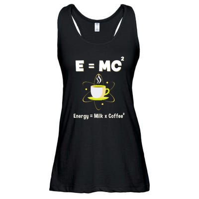 E=mc2 Funny Science Coffee Energy Milk Ladies Essential Flowy Tank