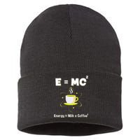 E=mc2 Funny Science Coffee Energy Milk Sustainable Knit Beanie