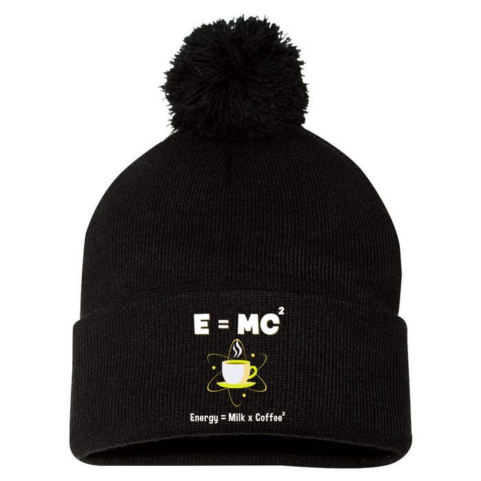 E=mc2 Funny Science Coffee Energy Milk Pom Pom 12in Knit Beanie