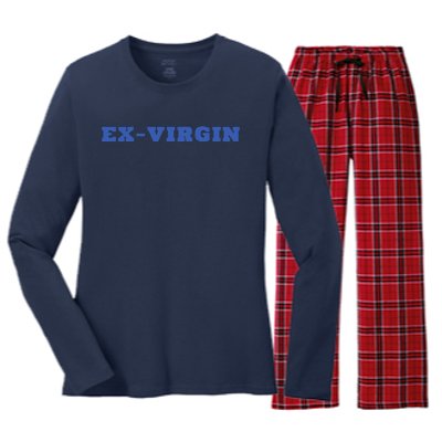 Exvirgin Funny Sarcastic Sayings Women's Long Sleeve Flannel Pajama Set 