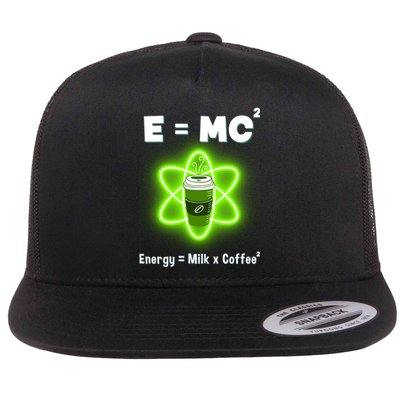 E=mc2 Funny Science Coffee Energy Milk Flat Bill Trucker Hat