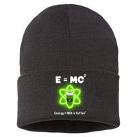 E=mc2 Funny Science Coffee Energy Milk Sustainable Knit Beanie