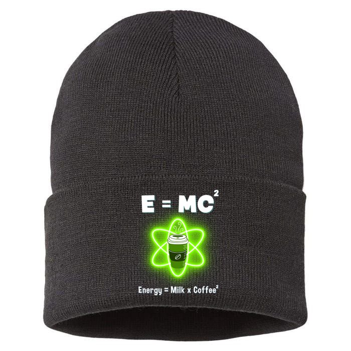 E=mc2 Funny Science Coffee Energy Milk Sustainable Knit Beanie