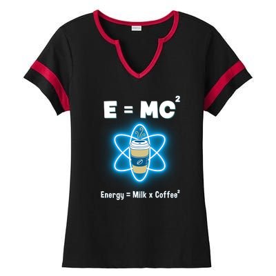 E=mc2 Funny Science Coffee Energy Milk Ladies Halftime Notch Neck Tee