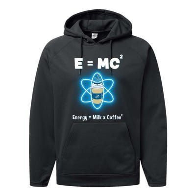 E=mc2 Funny Science Coffee Energy Milk Performance Fleece Hoodie