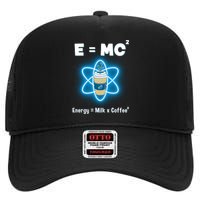 E=mc2 Funny Science Coffee Energy Milk High Crown Mesh Back Trucker Hat