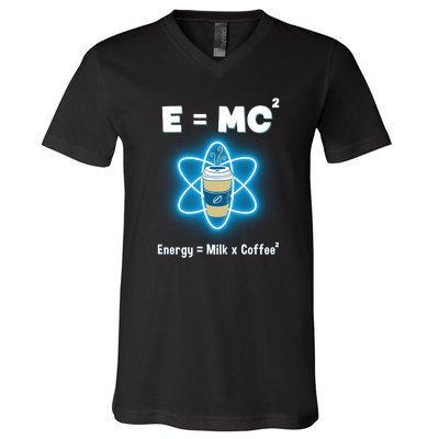 E=mc2 Funny Science Coffee Energy Milk V-Neck T-Shirt