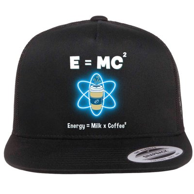 E=mc2 Funny Science Coffee Energy Milk Flat Bill Trucker Hat