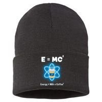 E=mc2 Funny Science Coffee Energy Milk Sustainable Knit Beanie