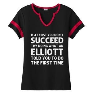 ELLIOTT Funny Surname Family Tree Birthday Reunion Idea Ladies Halftime Notch Neck Tee