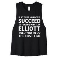 ELLIOTT Funny Surname Family Tree Birthday Reunion Idea Women's Racerback Cropped Tank