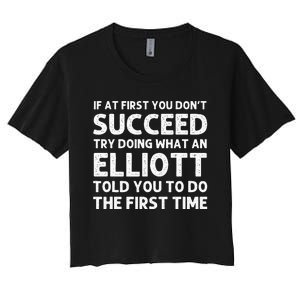 ELLIOTT Funny Surname Family Tree Birthday Reunion Idea Women's Crop Top Tee