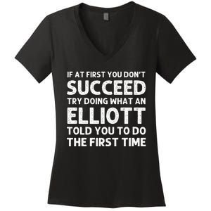 ELLIOTT Funny Surname Family Tree Birthday Reunion Idea Women's V-Neck T-Shirt