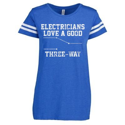 Electrician Funny Three Way Pun Thisrt Gift Enza Ladies Jersey Football T-Shirt