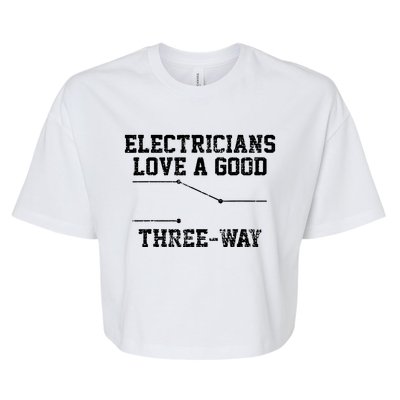 Electrician Funny Three Way Pun Thisrt Gift Bella+Canvas Jersey Crop Tee