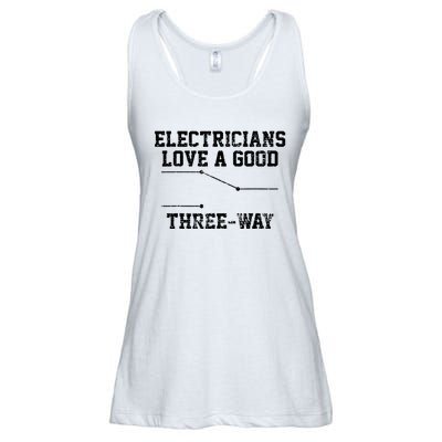 Electrician Funny Three Way Pun Thisrt Gift Ladies Essential Flowy Tank