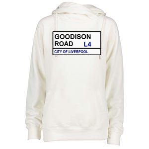 Everton Football Team Goodison Road Street Sign Womens Funnel Neck Pullover Hood