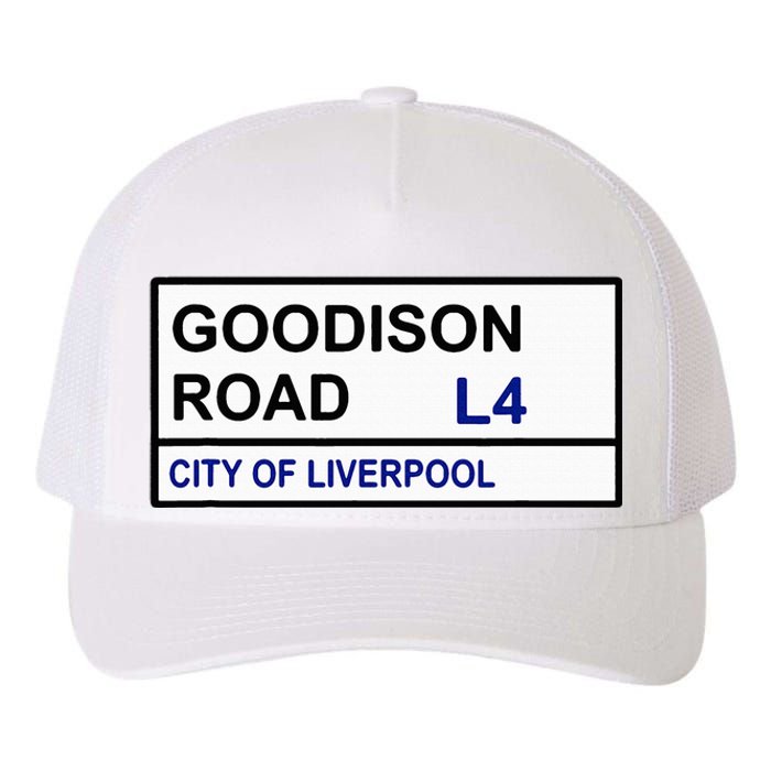 Everton Football Team Goodison Road Street Sign Yupoong Adult 5-Panel Trucker Hat