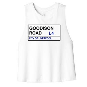 Everton Football Team Goodison Road Street Sign Women's Racerback Cropped Tank