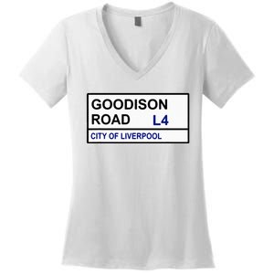 Everton Football Team Goodison Road Street Sign Women's V-Neck T-Shirt