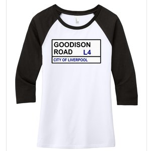 Everton Football Team Goodison Road Street Sign Women's Tri-Blend 3/4-Sleeve Raglan Shirt