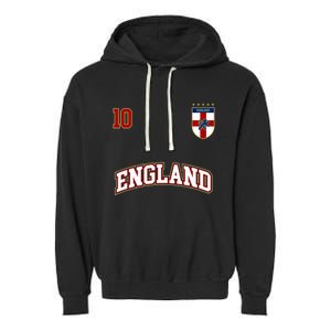 England Football Team Cute Gift Number 10 English Flag Soccer Garment-Dyed Fleece Hoodie