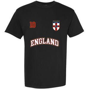 England Football Team Cute Gift Number 10 English Flag Soccer Garment-Dyed Heavyweight T-Shirt