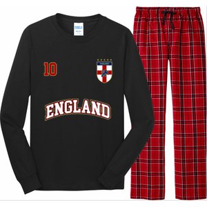 England Football Team Cute Gift Number 10 English Flag Soccer Long Sleeve Pajama Set