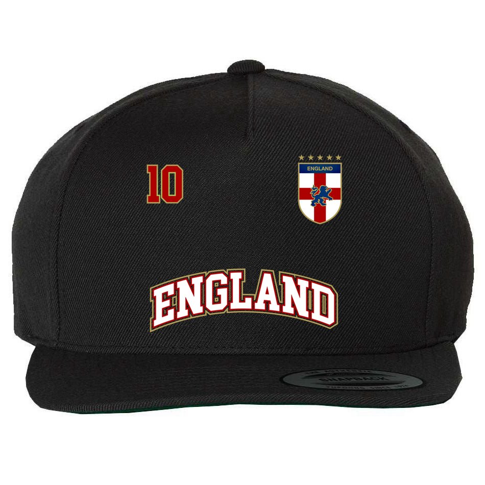England Football Team Cute Gift Number 10 English Flag Soccer Wool Snapback Cap