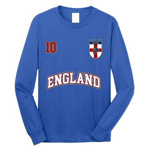 England Football Team Cute Gift Number 10 English Flag Soccer Long Sleeve Shirt