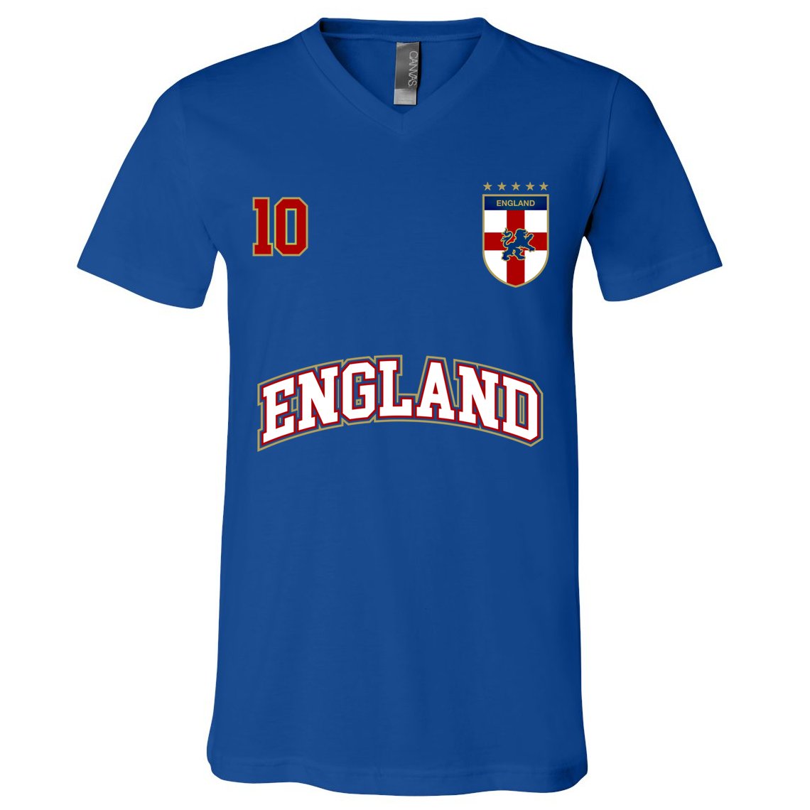 England Football Team Cute Gift Number 10 English Flag Soccer V-Neck T-Shirt