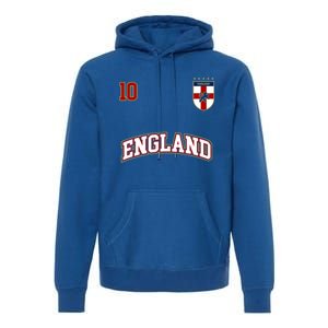 England Football Team Cute Gift Number 10 English Flag Soccer Premium Hoodie