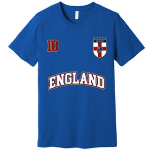 England Football Team Cute Gift Number 10 English Flag Soccer Premium T-Shirt