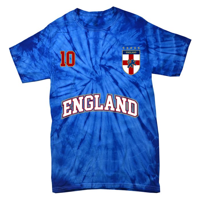 England Football Team Cute Gift Number 10 English Flag Soccer Tie-Dye T-Shirt