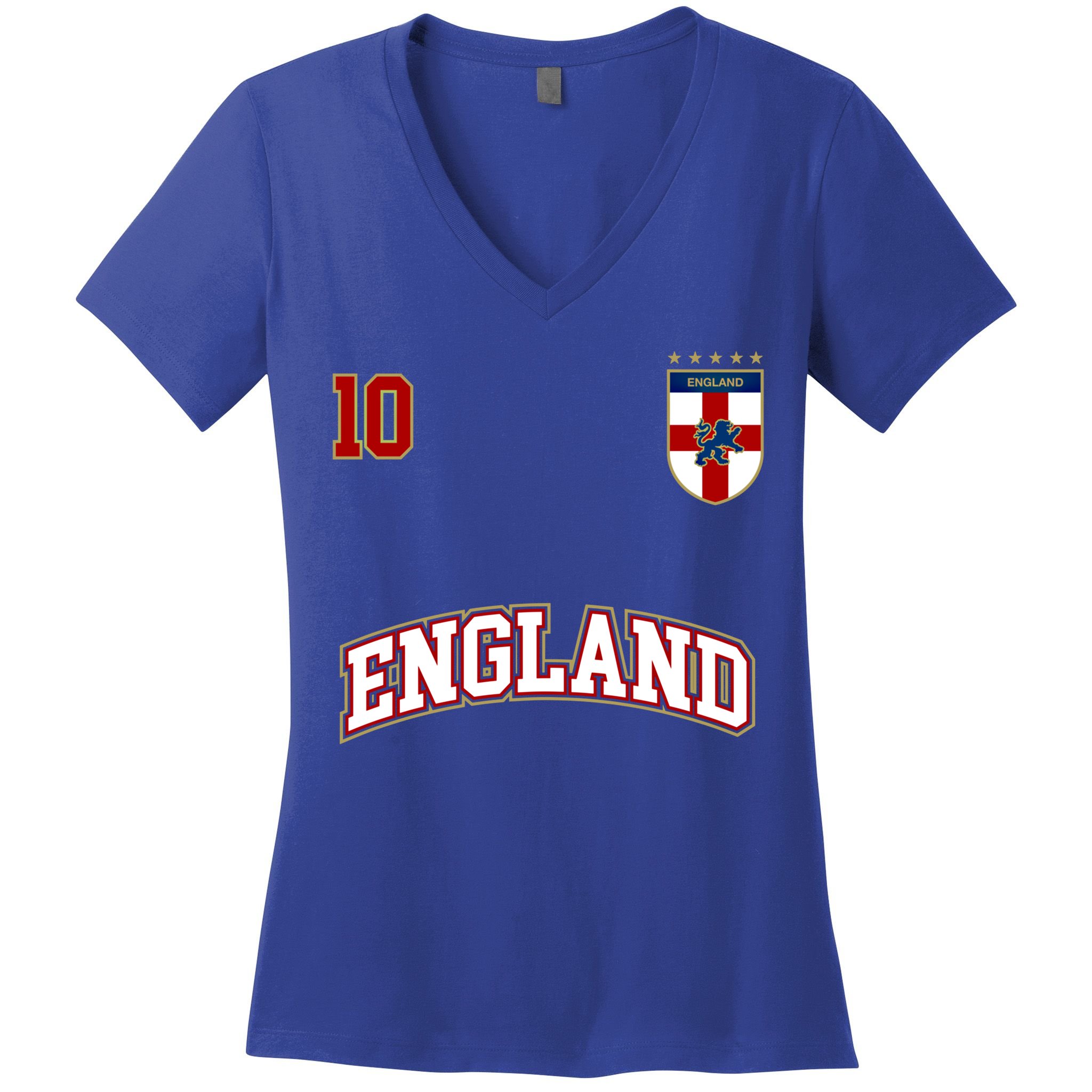 England Football Team Cute Gift Number 10 English Flag Soccer Women's V-Neck T-Shirt