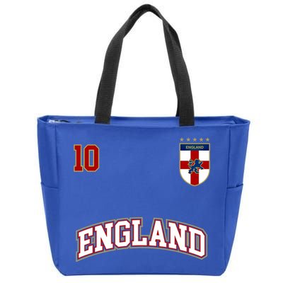 England Football Team Cute Gift Number 10 English Flag Soccer Zip Tote Bag