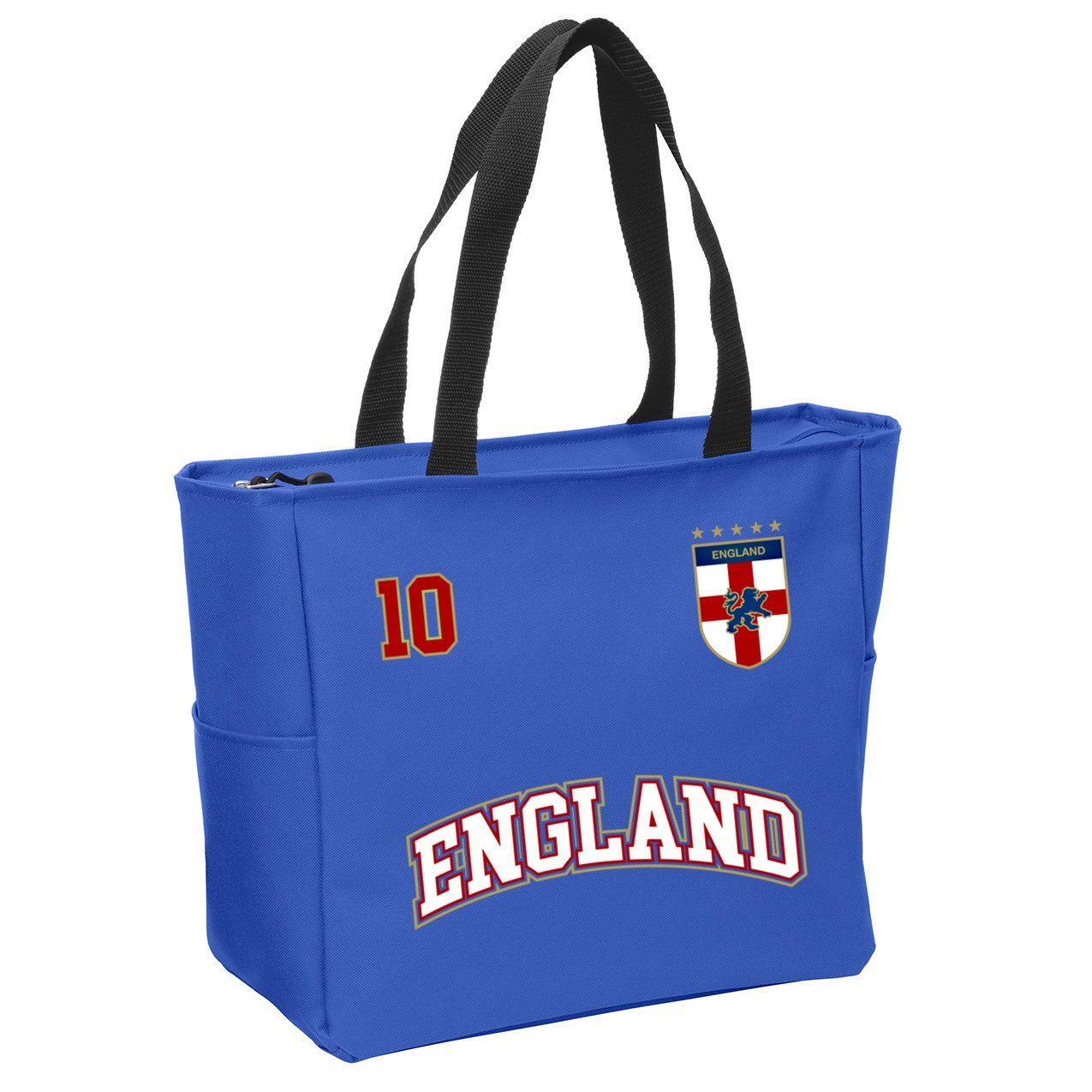 England Football Team Cute Gift Number 10 English Flag Soccer Zip Tote Bag