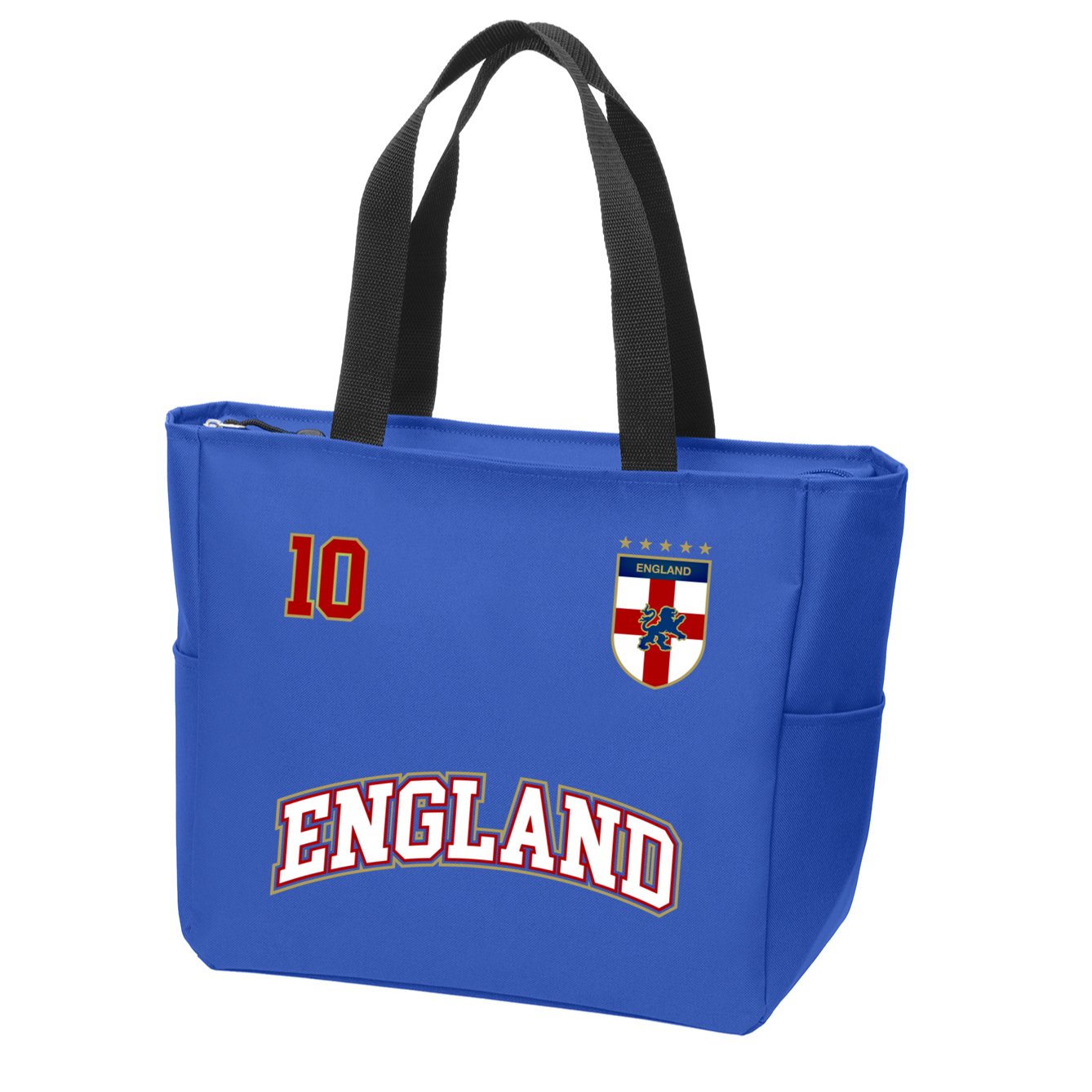 England Football Team Cute Gift Number 10 English Flag Soccer Zip Tote Bag