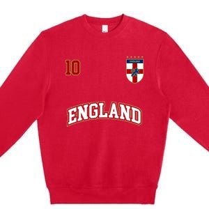 England Football Team Cute Gift Number 10 English Flag Soccer Premium Crewneck Sweatshirt