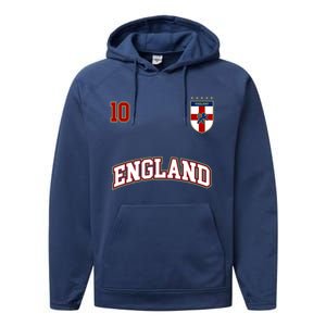 England Football Team Cute Gift Number 10 English Flag Soccer Performance Fleece Hoodie