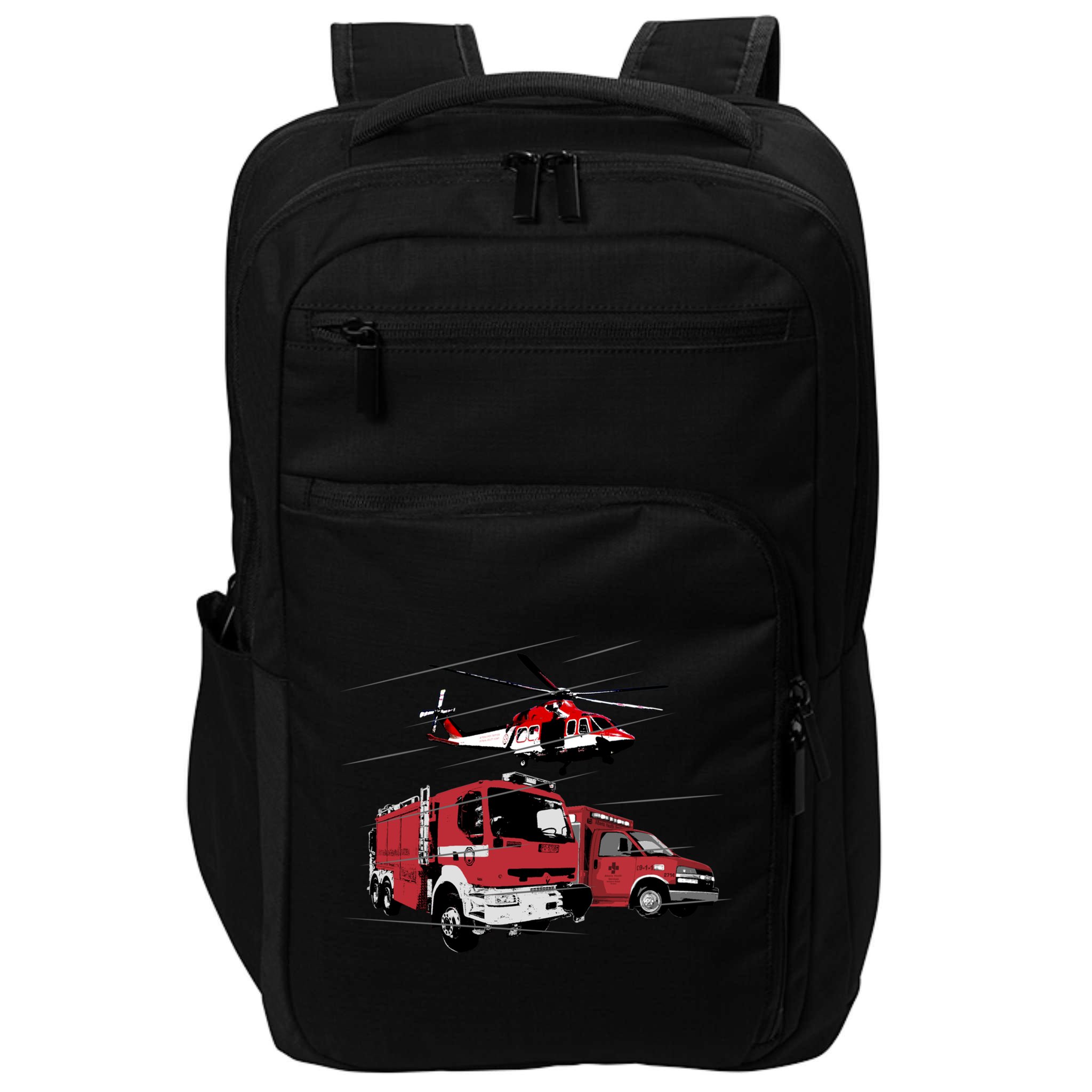 Ems Fire Truck Ambulance Rescue Helicopter Gift Cool Gift Impact Tech Backpack