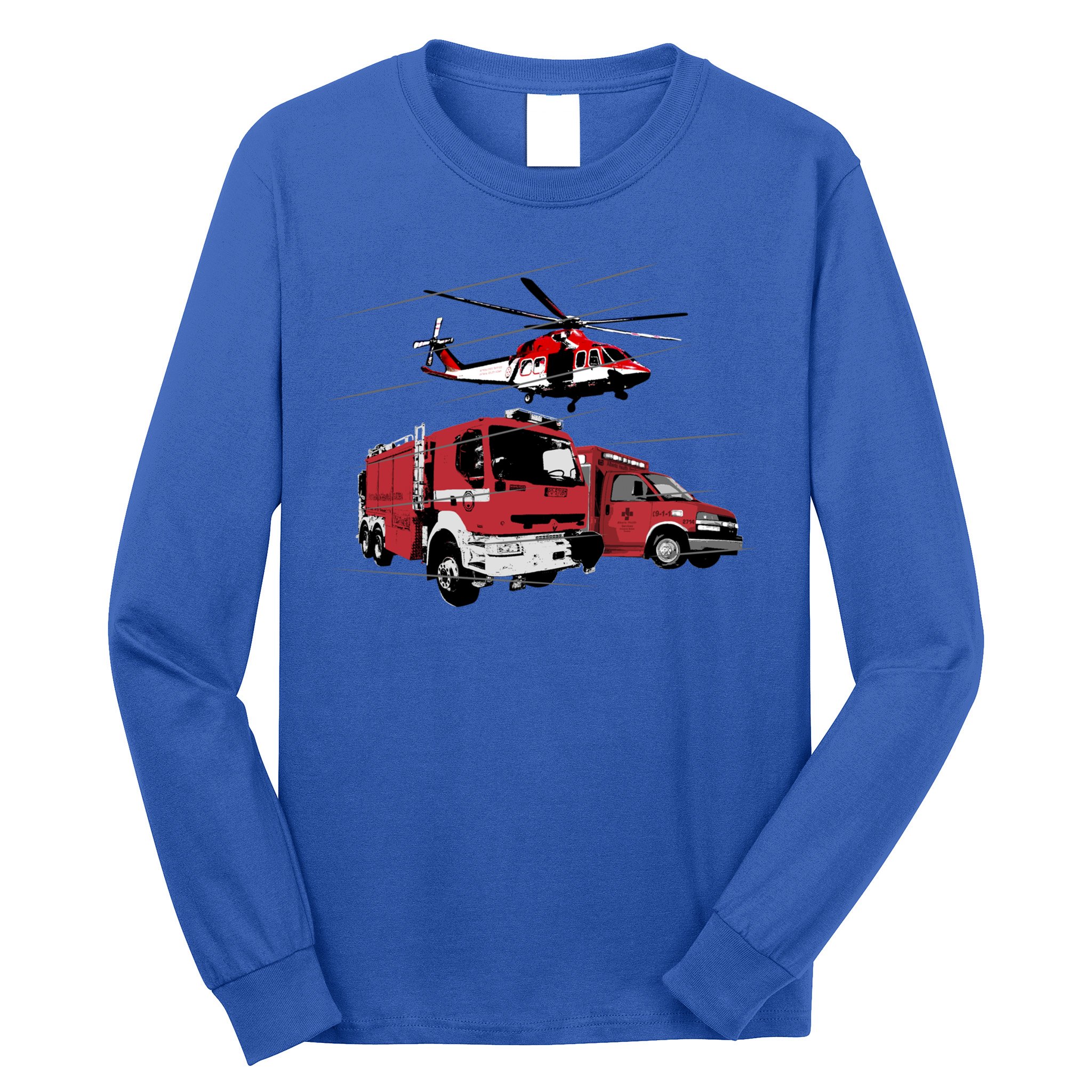 Ems Fire Truck Ambulance Rescue Helicopter Gift Cool Gift Long Sleeve Shirt