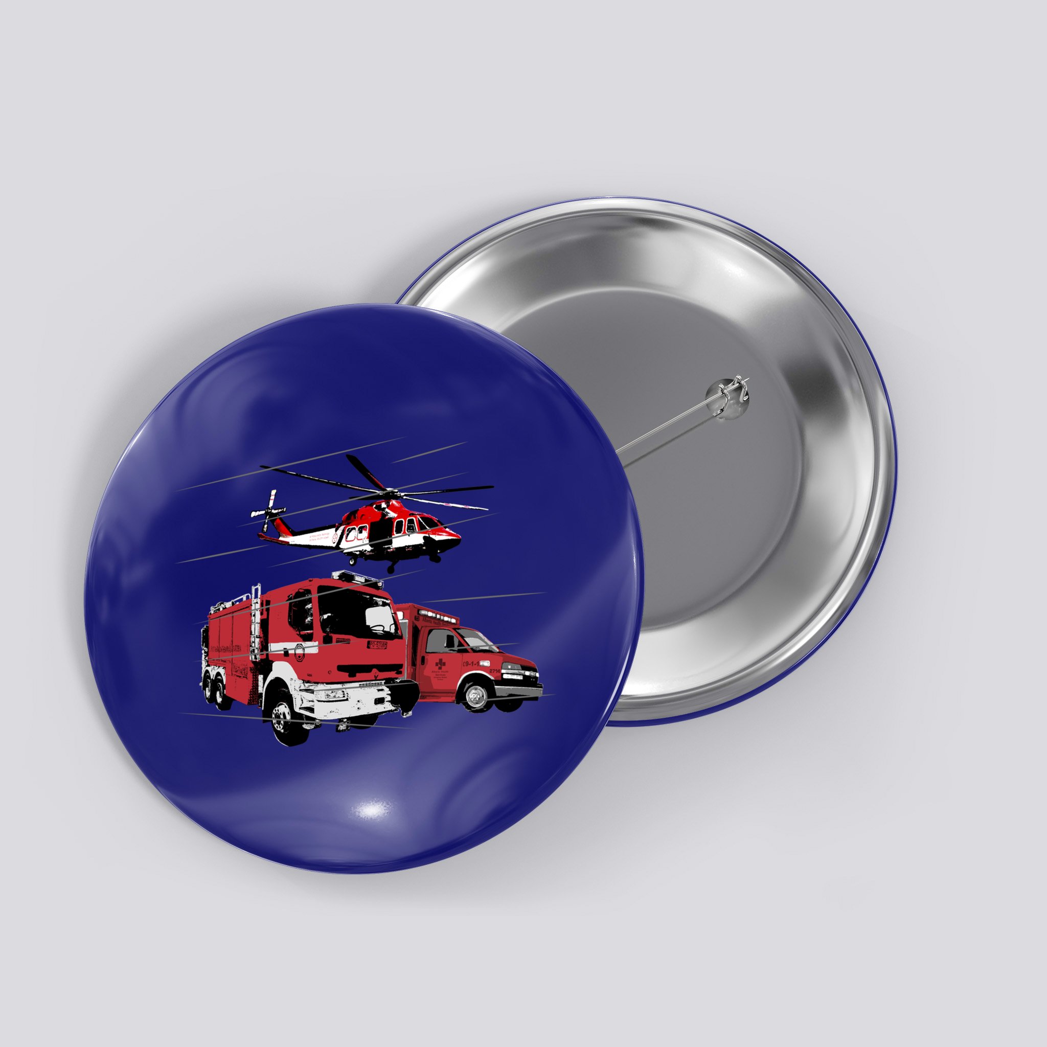 Ems Fire Truck Ambulance Rescue Helicopter Gift Cool Gift Button