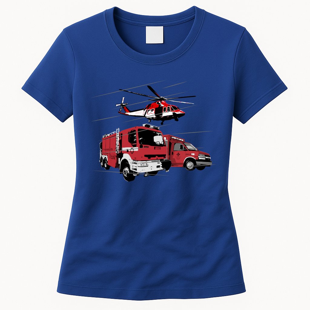 Ems Fire Truck Ambulance Rescue Helicopter Gift Cool Gift Womens T-Shirt